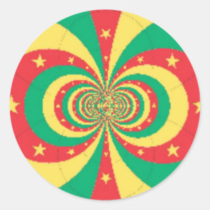 République du Cameroun mit fünf Spitzen-Sternen Runder Aufkleber