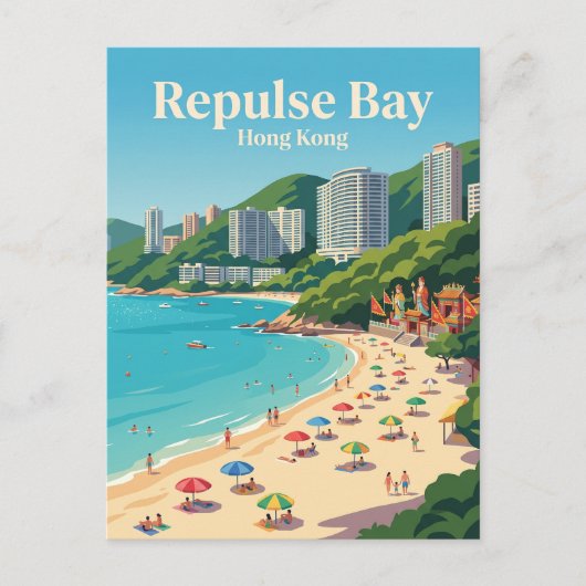 Repulse Bay Strand Hongkong Postkarte (Vorderseite)