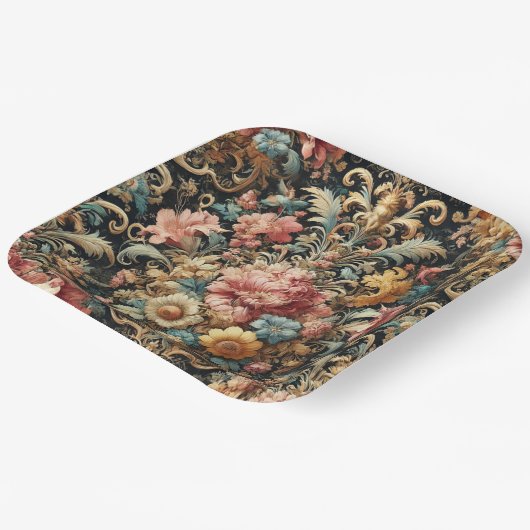 Requiem for Arcana – Gothic Floral Design Pappteller (Gewinkelt)