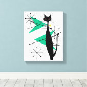 ReRo Atoma MCM Coole Cat-Leinwand Leinwanddruck (Insitu (Holzboden))