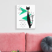 ReRo Atoma MCM Coole Cat-Leinwand Leinwanddruck (Insitu (Wohnzimmer))