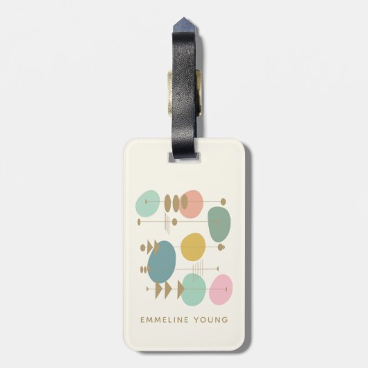 ReRo Atomage Mid Mod Geometric Personalisiert Gepäckanhänger (Rückseite vertikal)