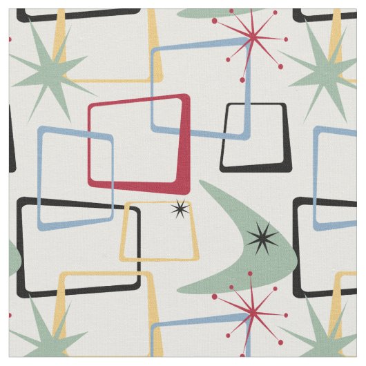 ReRo Atomares Stars & Boomerang Mitte Jahrhundert Stoff (Nahaufnahme)