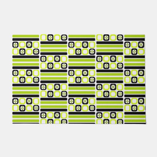 ReRo Atomart Squares Lines Chartreuse Fußmatte (Vorderseite)