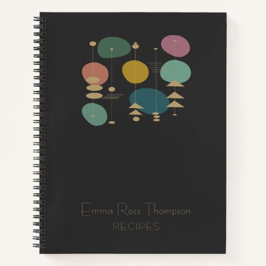 ReRo Atome Age Mitte Jahrhundert Modernes Rezept Notizblock (Vorderseite)