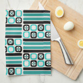 ReRo Atomic Art Quadrate Linien Türkis Geschirrtuch (Viertel Falte)