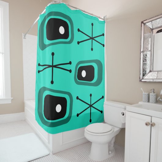 ReRo Atomraumzeitalter Türkis Duschvorhang (Beispiel)