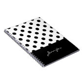 Rero Black and White Polka Dots Muster mit Namen Notizblock (Rechte Seite)