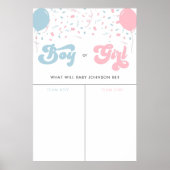 ReRo Groovy Girl oder Boy Baby Gender Voting Sign Poster (Vorne)