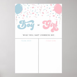 ReRo Groovy Girl oder Boy Baby Gender Voting Sign Poster