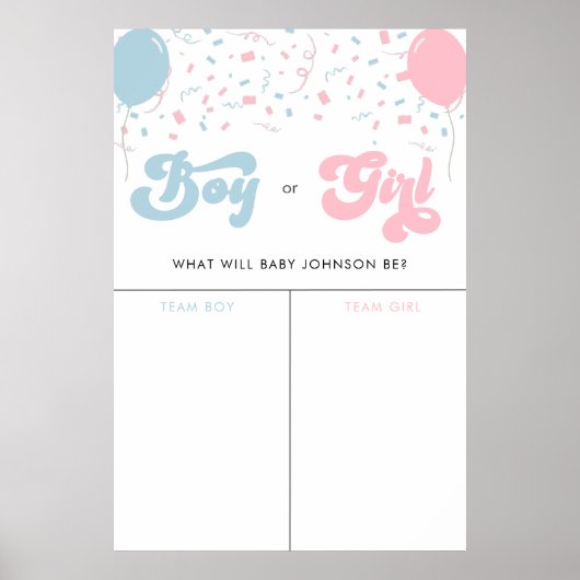 ReRo Groovy Girl oder Boy Baby Gender Voting Sign Poster (Vorne)