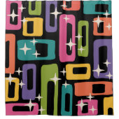 ReRo MCM Abstraktes Atomzeitmuster Duschvorhang (Vorderseite)