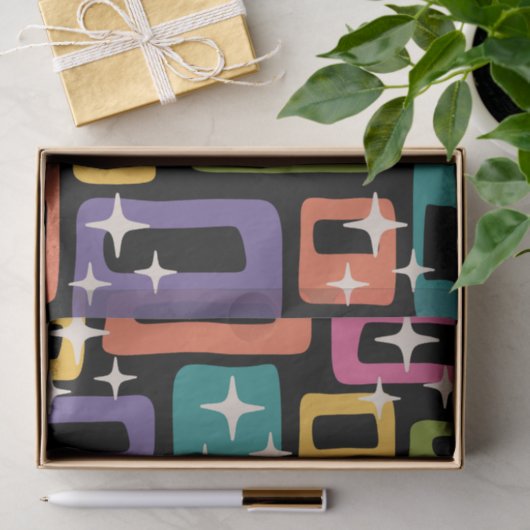 ReRo MCM Abstraktes Atomzeitmuster Seidenpapier (Geschenk)