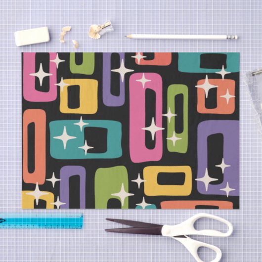 ReRo MCM Abstraktes Atomzeitmuster Seidenpapier (Handwerk)