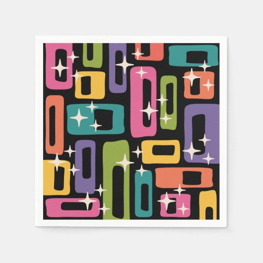 ReRo MCM Abstraktes Atomzeitmuster Serviette (Vorderseite)