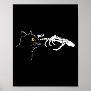 Rero Vintag Black Cat Skeleton Hand Boop Hallowee Poster