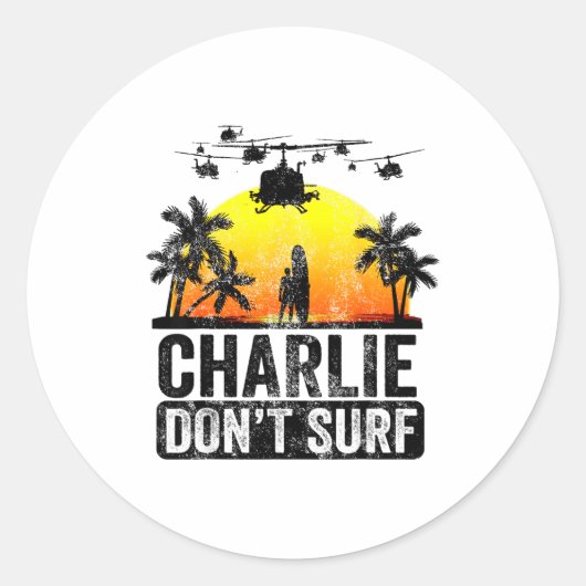 Rertro Vintage Charlie Dont Surf  Runder Aufkleber (Vorderseite)