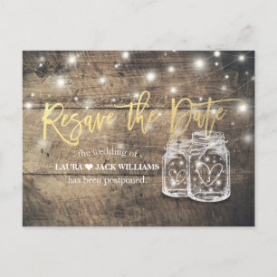 Resave the Date Wedding Postponement Mason Jars Ankündigungspostkarte