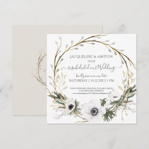 Reschedulding Wedding Anemone White Gray Eukalyptu Einladung