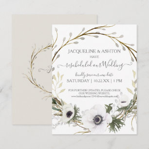 Reschedulding Wedding Gray in White Floral Eukalyp Einladung