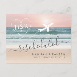 Rescheduled Beach Wedding Notification Postcard Ankündigungspostkarte