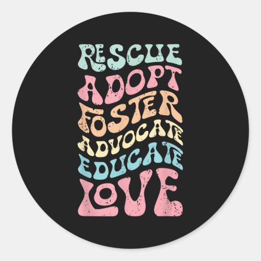 Rescue Adopt Foster Advocate Educate Love Cat Mom, Runder Aufkleber (Vorderseite)