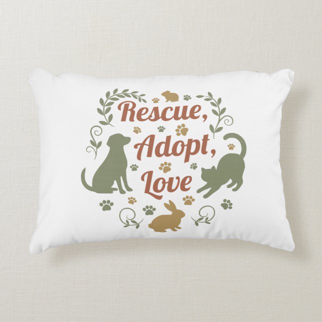 Rescue, Adopt, Love Dekokissen (Vorderseite)