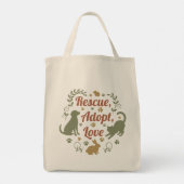 Rescue, Adopt, Love Tragetasche (Rückseite)