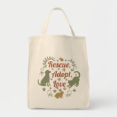 Rescue, Adopt, Love Tragetasche (Vorne)
