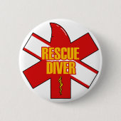 Rescue Diver Cross Dive Flag Yellow Font Button (Vorderseite)