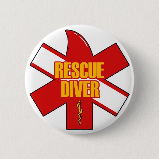 Rescue Diver Cross Dive Flag Yellow Font Button (Vorderseite)