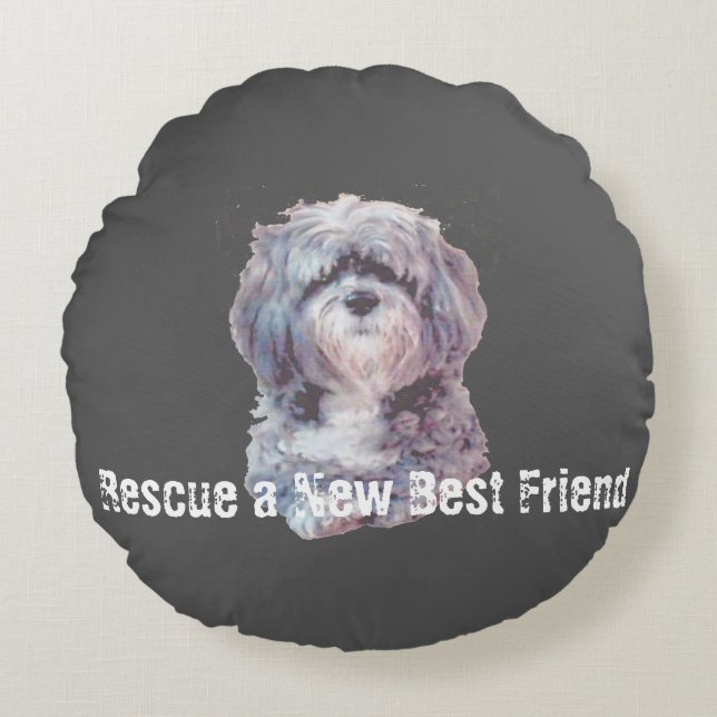 Rescue Dog Round Pillow Rundes Kissen (Vorderseite)