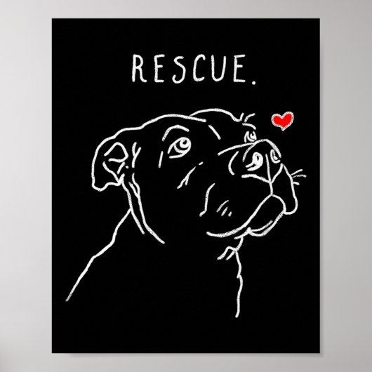 Rescue Dog, Tbull Drawing, Rescue Mom, Adopt Don't Poster (Vorne)