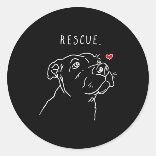 Rescue Dog Tbull Drawing Rescue Mom Adopt Dont Runder Aufkleber (Vorderseite)