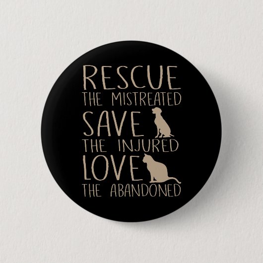 Rescue Gerettet Liebe - Süße Tier Rescue Dog Katze Button (Vorderseite)