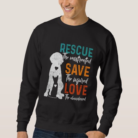 Rescue Gerettet Liebe Tierrettungshunde Katze Sweatshirt (Vorderseite)