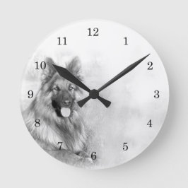 Rescue German Shepherd Dog Round Clock Runde Wanduhr