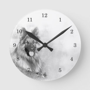Rescue German Shepherd Dog Round Clock Runde Wanduhr