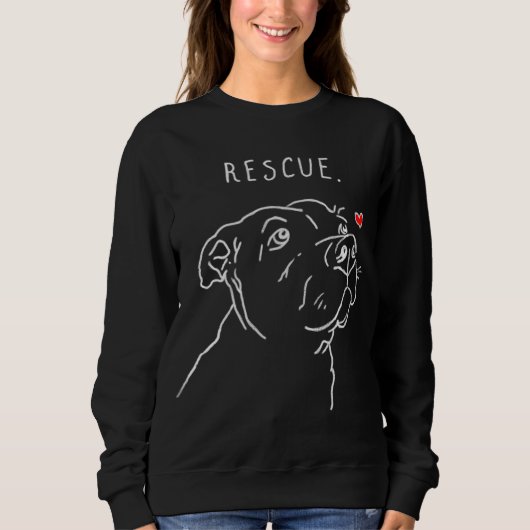 Rescue Hund Pitbull Zeichnend Rescue Mama Adoptier Sweatshirt (Vorderseite)