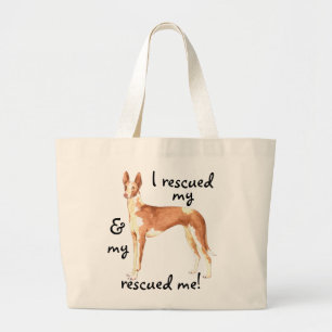 Rescue Ibizan Hound Large Tote Bag Jumbo Stoffbeutel