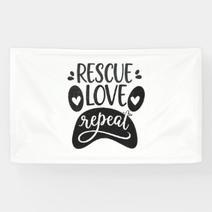 Rescue-Liebe Wiederholen Hunde-Paw-T-Shirt Banner