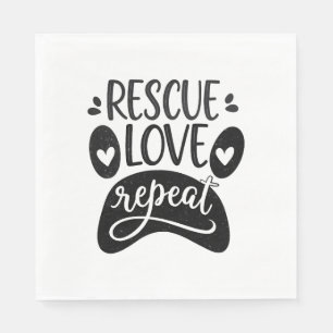 Rescue-Liebe Wiederholen Hunde-Paw-T-Shirt Serviette