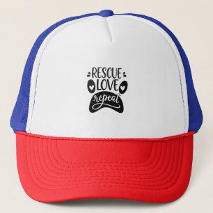 Rescue-Liebe Wiederholen Hunde-Paw-T-Shirt Truckerkappe