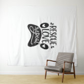 Rescue-Liebe Wiederholen Hunde-Paw-T-Shirt Wandteppich (Beispiel (Horizontal))