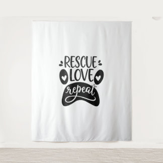 Rescue-Liebe Wiederholen Hunde-Paw-T-Shirt Wandteppich