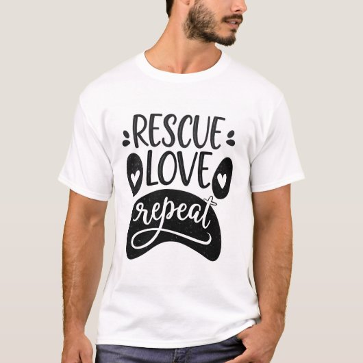 Rescue Love Repeat Dog Paw Tee (Vorderseite)