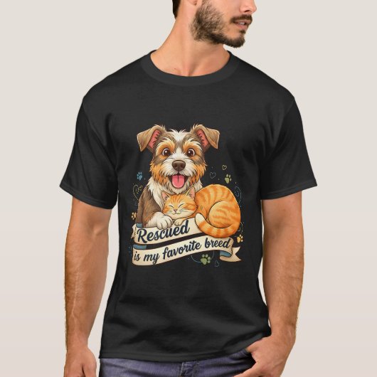 Rescued Is My Favorite Breed Dog Cat Pet Adoption  T-Shirt (Vorderseite)