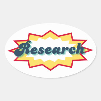 Research Sticker, comic book pop design Ovaler Aufkleber