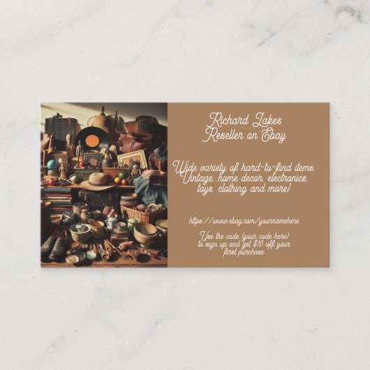Reseller eBay Thrifting Thrifter Vintag Brown Visitenkarte (Vorderseite)
