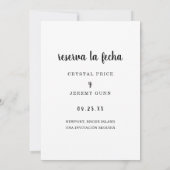Reserva La Fecha Black Script Foto Spanisch Save The Date (Rückseite)
